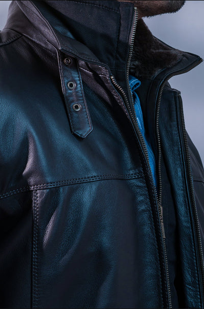 Slim-fit leather jacket with soft lining and durable construction